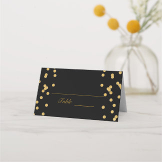 Schwarz mit Gold Confetti Platzkarte