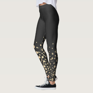 Schwarz mit Gold-Confetti-Punkten Leggings