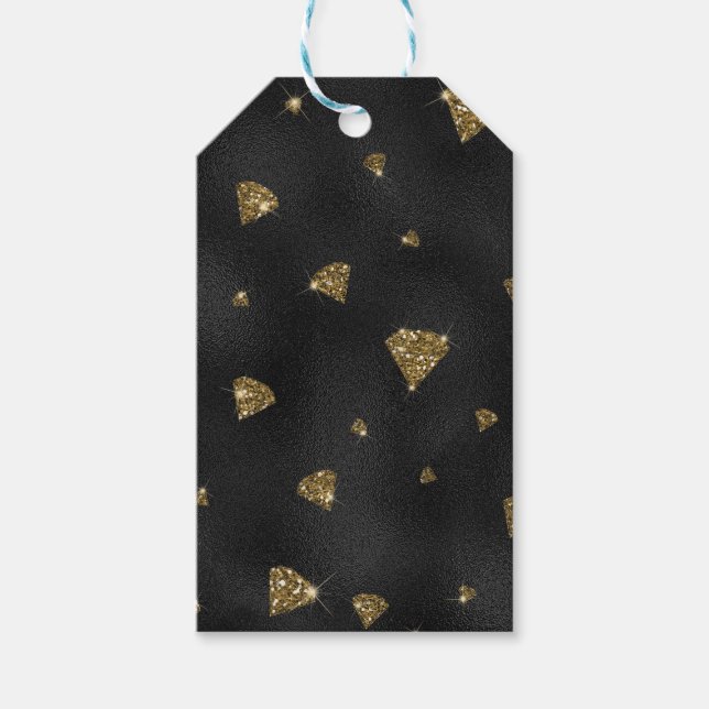 SCHWARZ MIT GOLD-GLITZER SCHAUEN DIAMONEN AUS. GESCHENKANHÄNGER (Vorderseite)