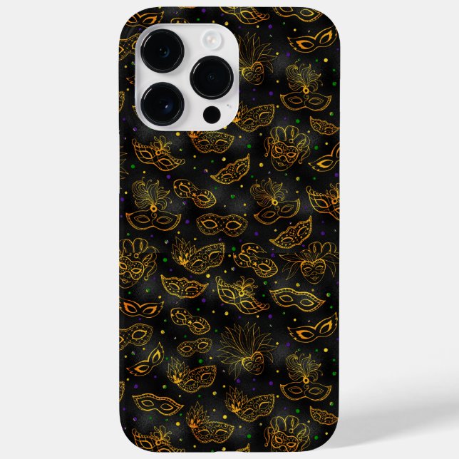 SCHWARZ MIT GOLD MARDI GRAS MASKS Case-Mate iPhone HÜLLE (Rückseite)