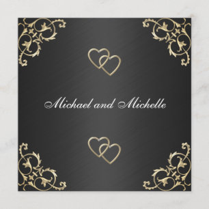 Schwarz mit Gold-Metal-Trims Hochzeit Einladung