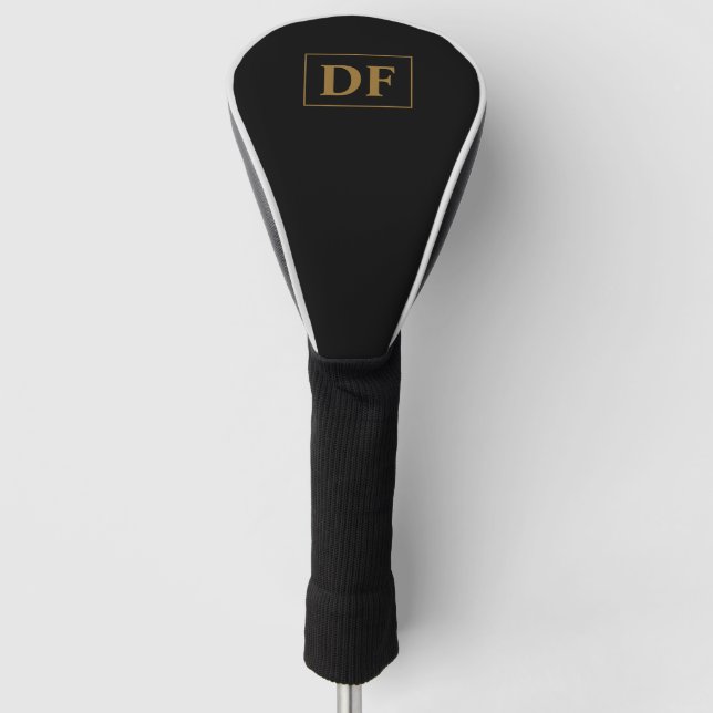 Schwarz mit Gold Mit Monogramm Golf Headcover (Vorderseite)