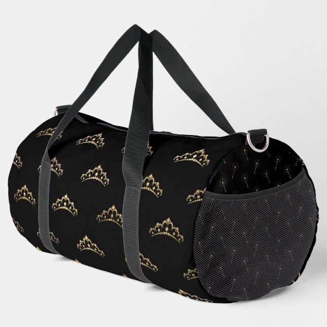 SCHWARZ MIT GOLD TIARRAS & WANDERN DUFFLE BAG (Rechte Ecke)