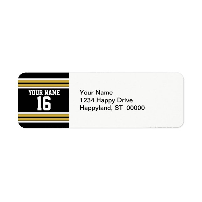 Schwarz mit Gold White Stripes Team Jersey (Vorne)