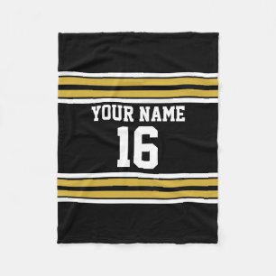 Schwarz mit Gold White Stripes Team Jersey Fleecedecke
