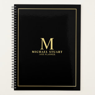 Schwarz mit goldfarbenem Personalisiertem Monogram Planer