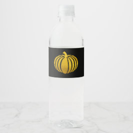 Schwarz mit Goldfolie Pumpkin Wasserflasche Etiket Wasserflaschenetikett