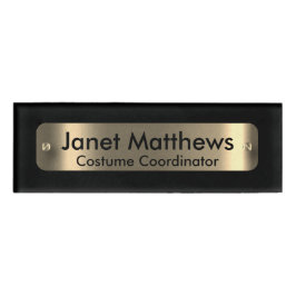 Schwarz mit Goldlabel - Personalisiert Namenschild