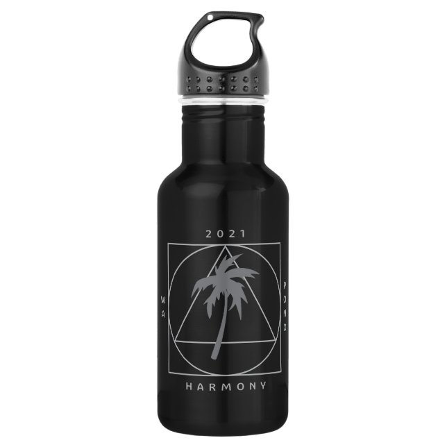 Schwarz mit grauem Logo Wasserflasche (Vorderseite)