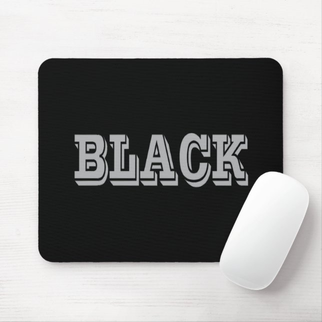 Schwarz mit grauem Text auf schwarzer, solider Far Mousepad (Mit Mouse)