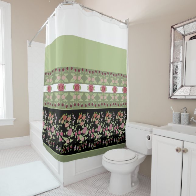 Schwarz mit Grün Duschvorhang (Beispiel)