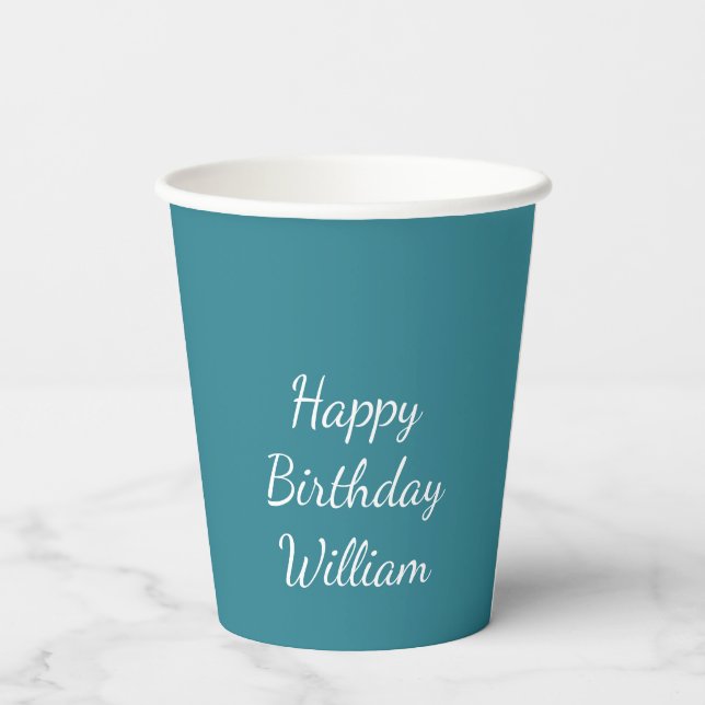 Schwarz mit Happy Birthday Paper Cups Pappbecher (Rückseite)