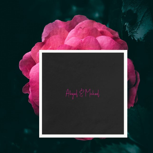 Schwarz mit Hot Pink Text Wedelcocktail Serviette (Von Creator hochgeladen)