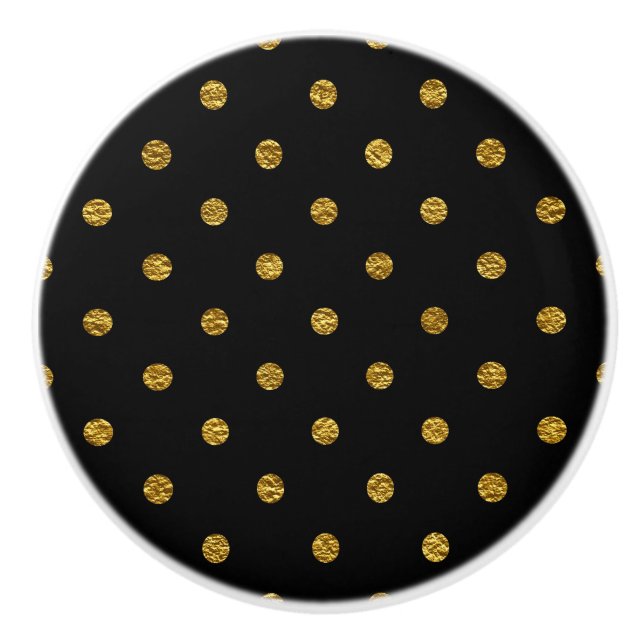 Schwarz mit Imitaten Foil Polka Dots Modern Keramikknauf (Vorderseite)