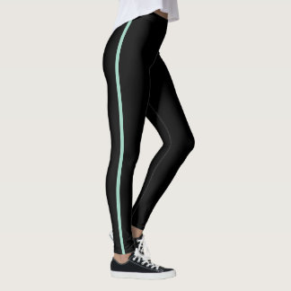 Schwarz mit Minzstreifen Leggings