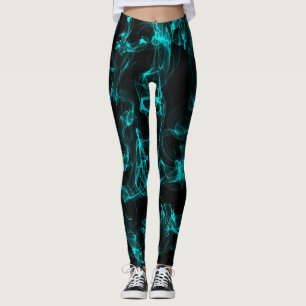 Schwarz mit Neon Green Liquide Rauchmuster Leggings