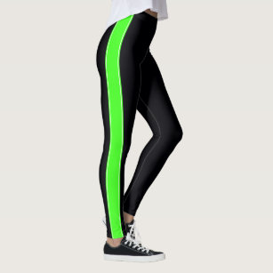 Schwarz mit Neon Green Stripes Leggings