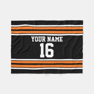 Schwarz mit Orange White Stripes Team Jersey Fleecedecke