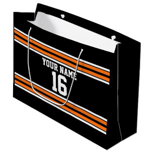 Schwarz mit Orange White Stripes Team Jersey Große Geschenktüte