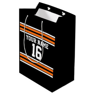 Schwarz mit Orange White Stripes Team Jersey Mittlere Geschenktüte