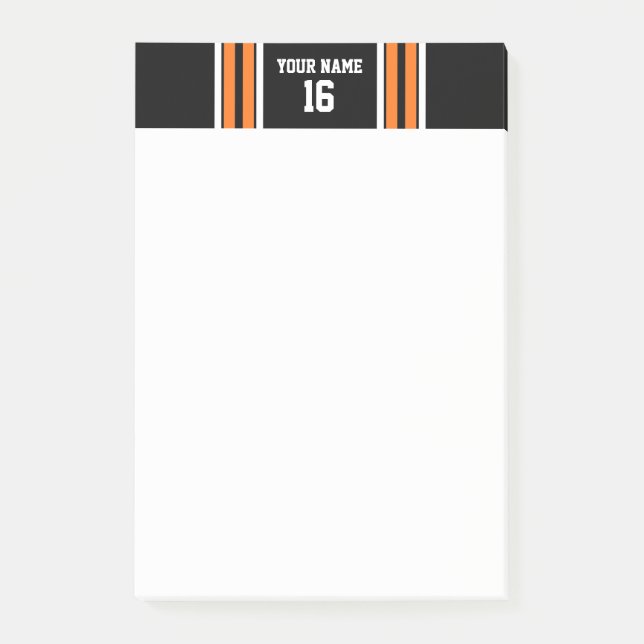 Schwarz mit Orange White Stripes Team Jersey Post-it Klebezettel (Vorderseite)