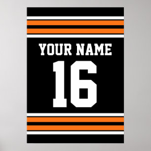 Schwarz mit Orange White Stripes Team Jersey Poster