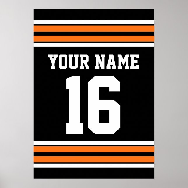 Schwarz mit Orange White Stripes Team Jersey Poster (Vorne)