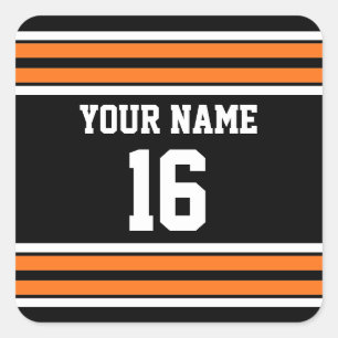 Schwarz mit Orange White Stripes Team Jersey Quadratischer Aufkleber