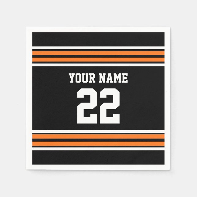 Schwarz mit Orange White Stripes Team Jersey Serviette (Vorderseite)