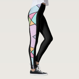 Schwarz mit Pastellfarben Geometrisch Modernes Abs Leggings