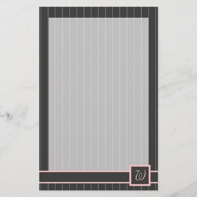 Schwarz mit Pink Pinstripes Bodenbeläge Briefpapier (Vorderseite)