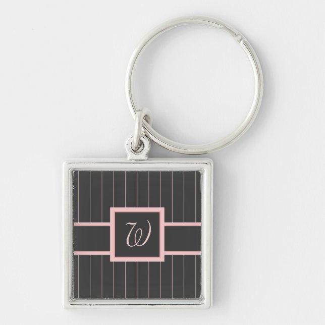 Schwarz mit Pink Pinstripes Schlüsselanhänger (Vorne)