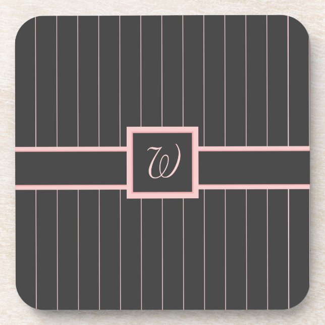 Schwarz mit Pink Pinstripes Square Untersetzer (Vorderseite)