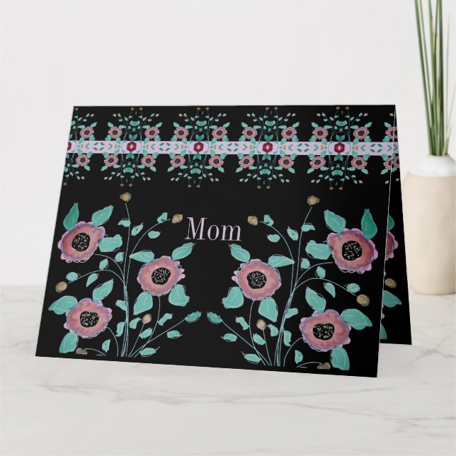 Schwarz mit Pinzen und Türkis Karte (Vorderseite)