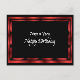 Schwarz mit Red Ribbon Happy Birthday - anpassen Postkarte