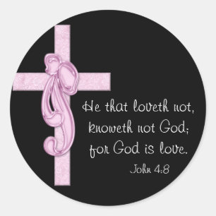 Schwarz mit rosa Kreuz- und Bow-Aufkleber Runder Aufkleber