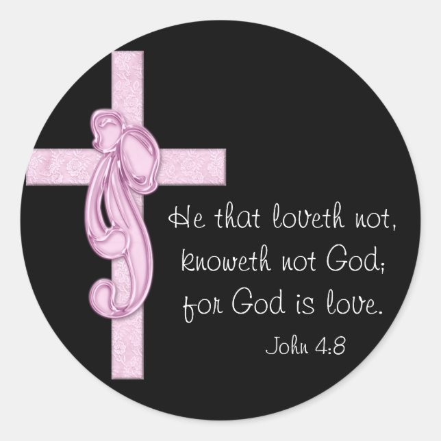 Schwarz mit rosa Kreuz- und Bow-Aufkleber Runder Aufkleber (Vorderseite)