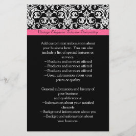 Schwarz mit rosa Leidenschaft Damask Flyer