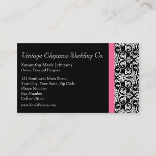 Schwarz mit rosa Leidenschaft Damask Visitenkarte