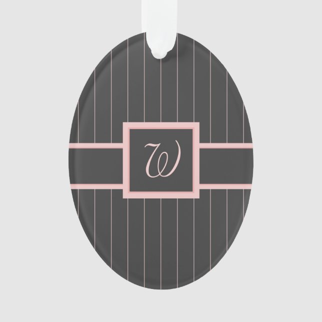 Schwarz mit rosa Pinstripes Akryllische Ornamente (Vorderseite)