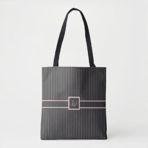 Schwarz mit rosa Pinstripes (All-Over-Print Bag)