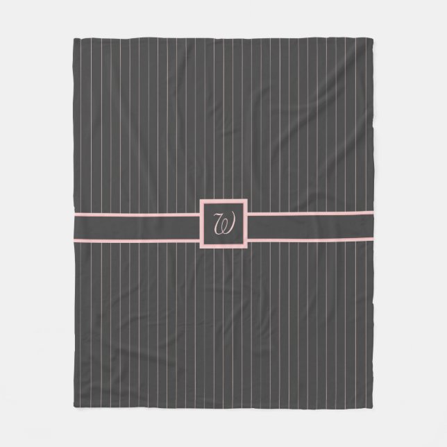 Schwarz mit rosa Pinstripes Fleece Blankon (Vorderseite)