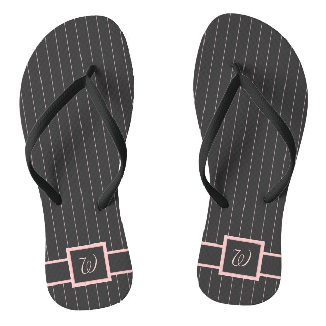 Schwarz mit rosa Pinstripes Flip Flops (Fußbett)