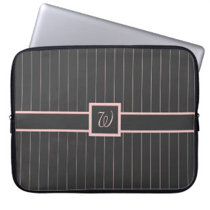 Schwarz mit rosa Pinstripes Laptop-Sieb Laptopschutzhülle