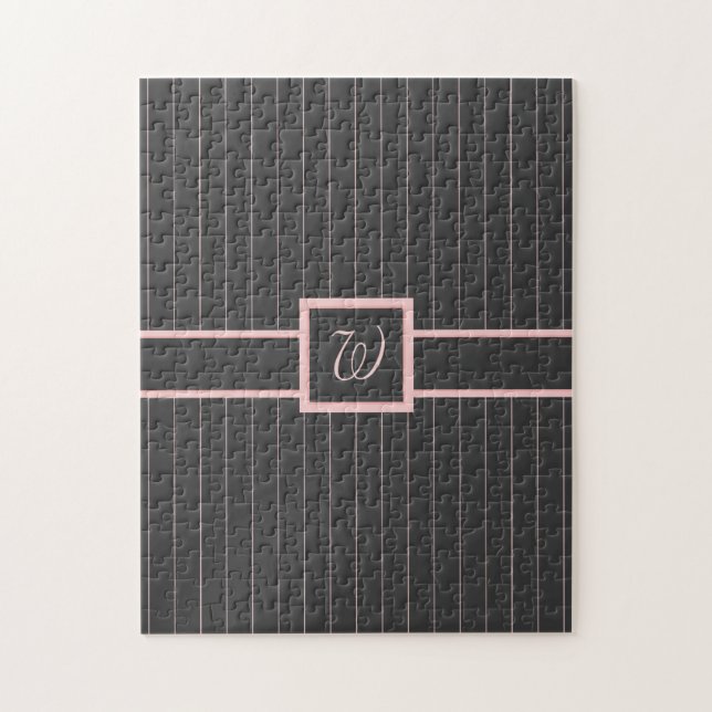Schwarz mit rosa Pinstripes Puzzle (Vertikal)