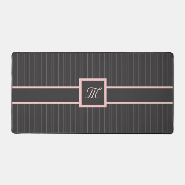Schwarz mit rosa Pinstripes Schreibtischunterlage (Vorderseite)