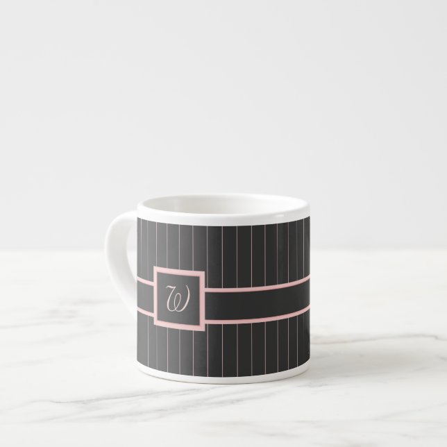 Schwarz mit rosa Pinstripes Spezielle Tasse (Vorderseite Links)