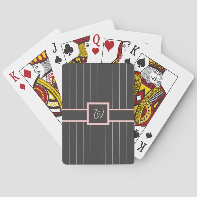 Schwarz mit rosa Pinstripes Spielkarten (Rückseite)