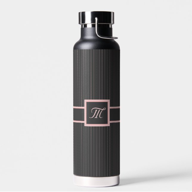 Schwarz mit rosa Pinstripes Trinkflasche (Links)