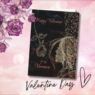 Schwarz mit rosa Text Valentine's Day Card Feiertagskarte